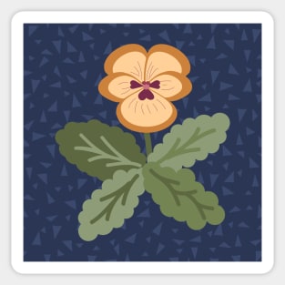 Minimalist pansy flower on classic navy blue Sticker